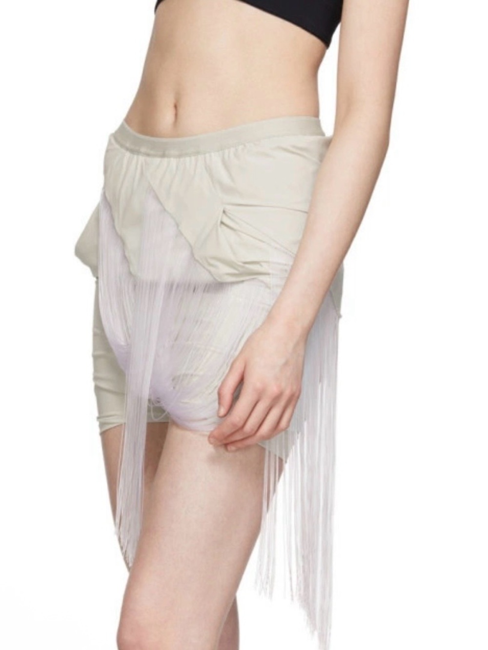Rick Owens Cream Shorts White Fringe Detailing SS 19 Small 38 New wirh Tags Rare - Picture 2 of 8